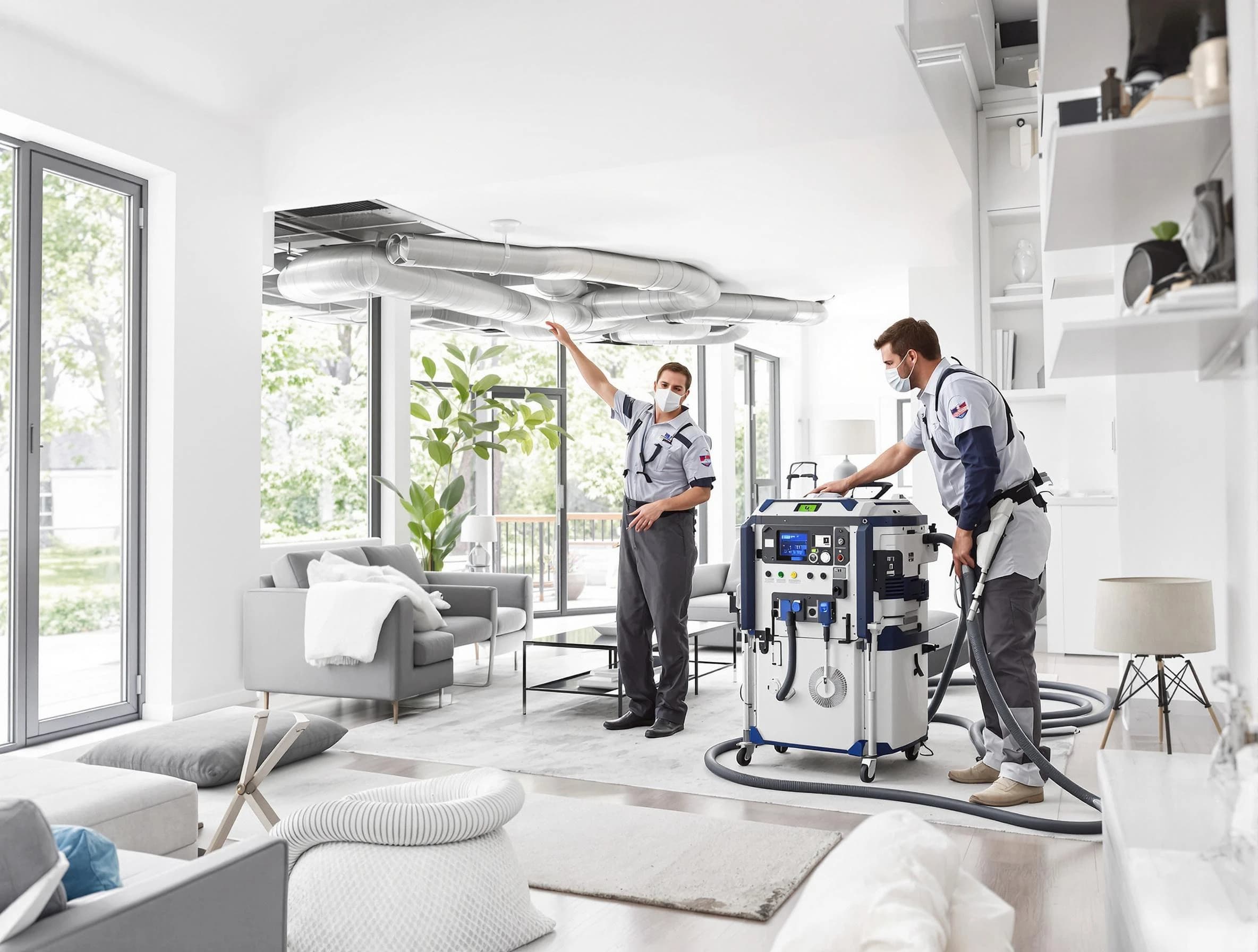 Johnston Air Duct Cleaning professional conducting pure air duct cleaning with state-of-the-art equipment in Johnston