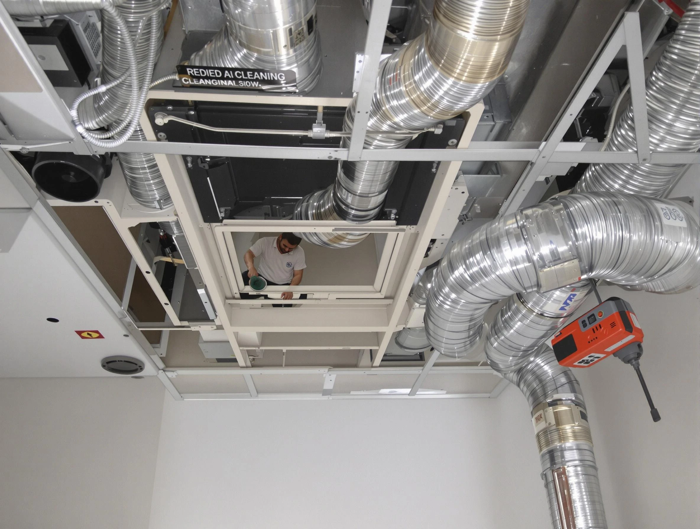 Johnston Air Duct Cleaning technician performing detailed central duct system cleaning in Johnston