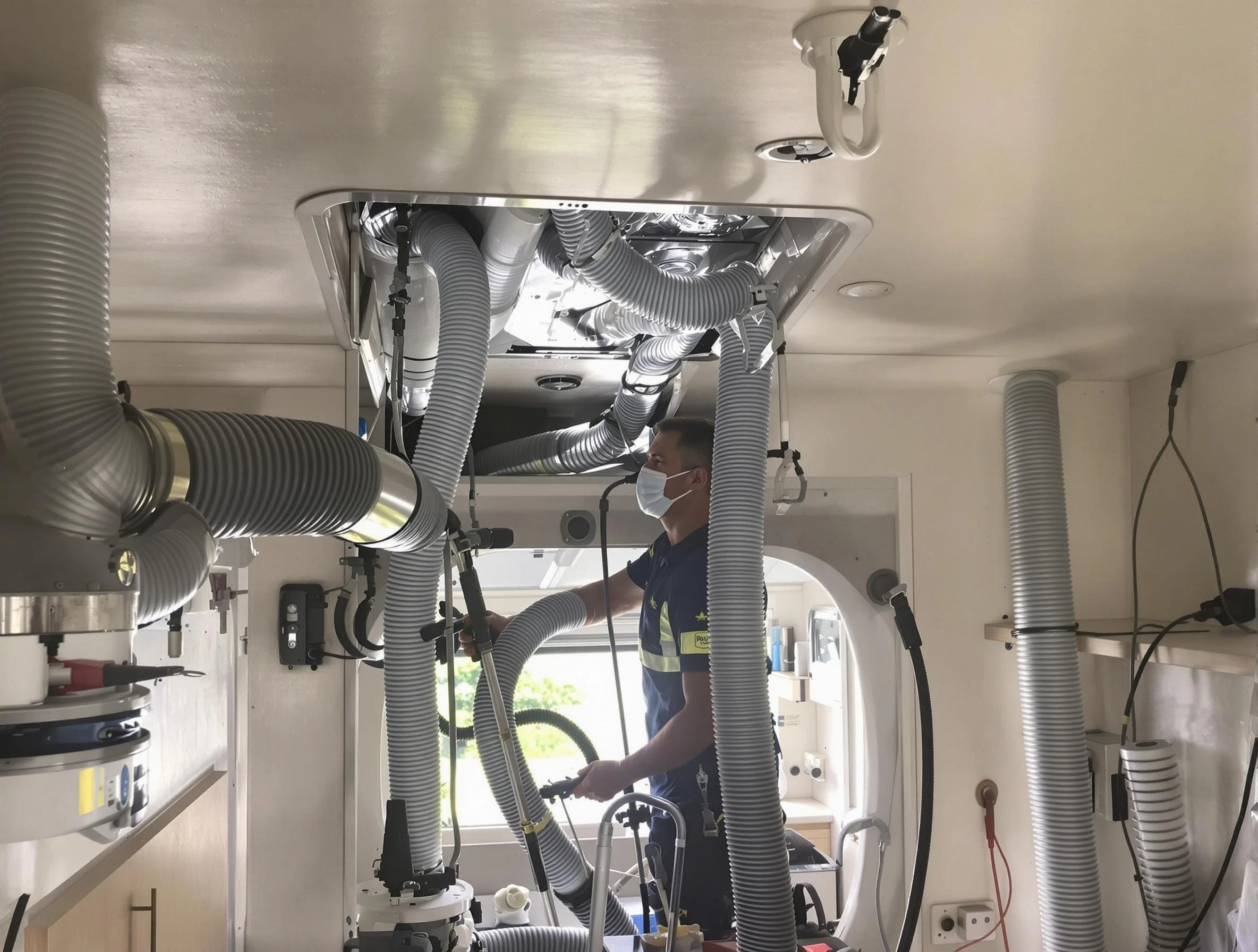 Johnston Air Duct Cleaning specialist performing precise mobile home duct cleaning in Johnston